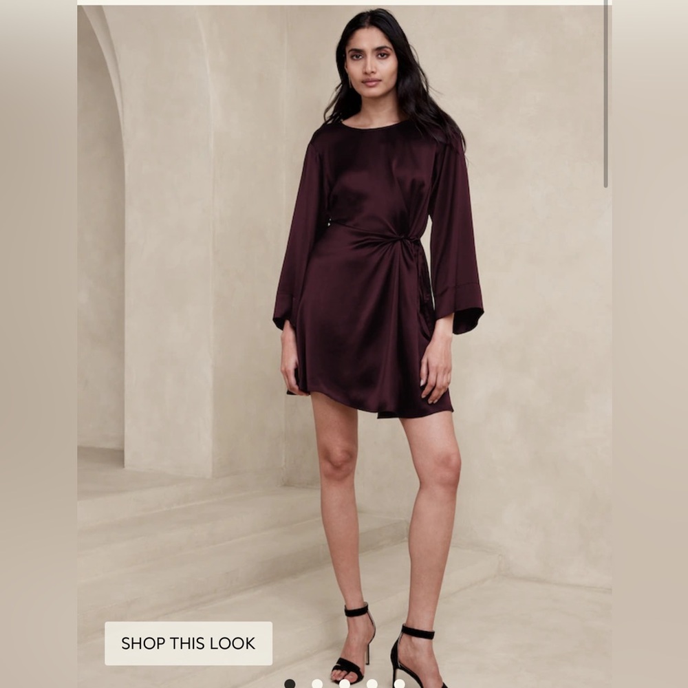 Banana Republic Satin Dress in Purple Prune